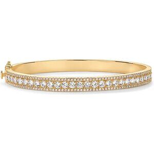 14K Gold Plated Cubic Zirconia Bangle Tennis Bracelets for Women | Classic Love